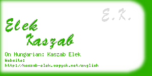 elek kaszab business card